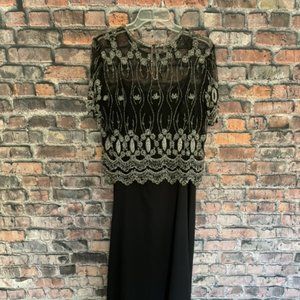 STENAY - Vintage Black 2-piece Formal Beaded Sheath Gown - Size 16